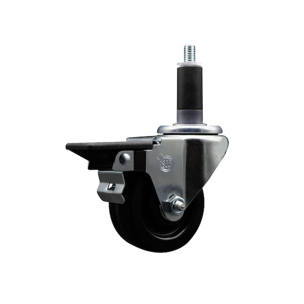 3'' Phenolic Swivel 1-1/8'' Expanding Stem Caster with Brake